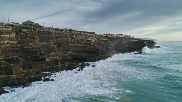 Aerial of Coastal Town Azenhas Do Mar in Portugal