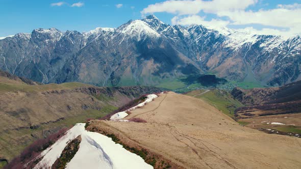 Landscape of the Magnificent Caucasus Mountains in Kazbegi Georgia