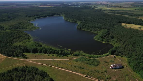 Top View of the Lake Bolta in the Forest in the Braslav Lakes National Park the Most Beautiful