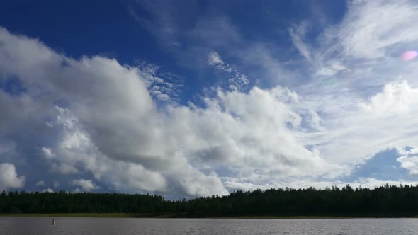 Storm Clouds Time Lapse Over Lake