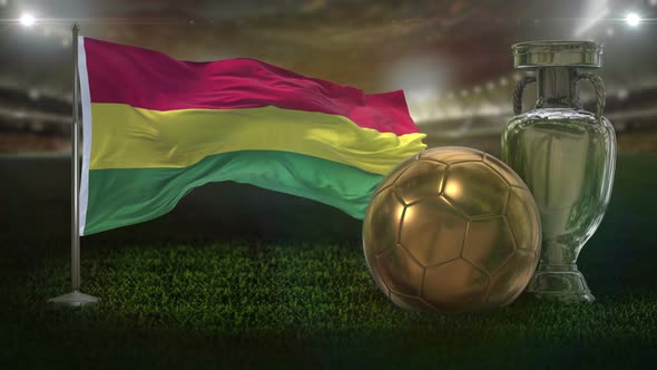 Bolivia Flag With Football And Cup Background Loop