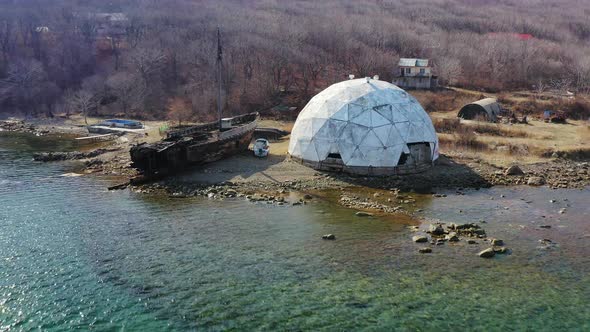 The Dome of the Abandoned Laboratorydolphinarium in Vityaz Bay