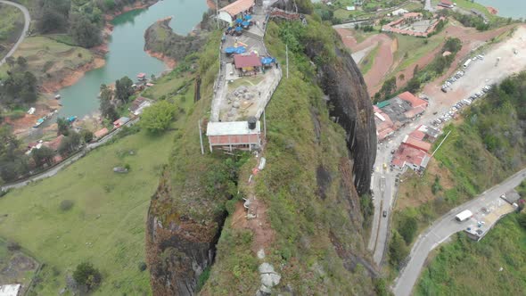 Top View Rock of Guatapé (Piedra Del Penol) in Colombia - Colombian landmark and natural wonder - ae