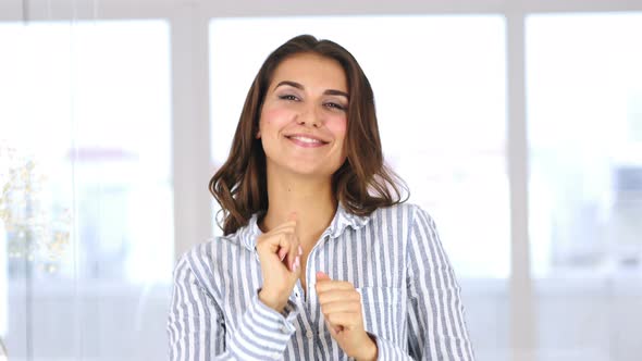 Dancing Beautiful Hispanic Woman, Happily Enjoying Life