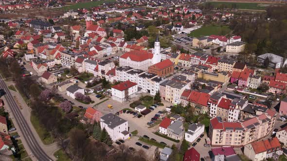 Aerial View of Small European Town Suburban Panorama