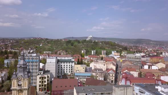 Overhead Aerial Drone Shot Pushing through the Beautifully Vibrant and Lively City Scape of the Euro