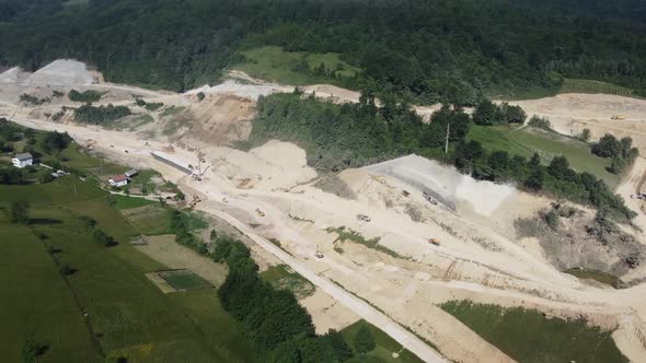 Aerial Shot New Road or Highway Construction Site 4K - V17