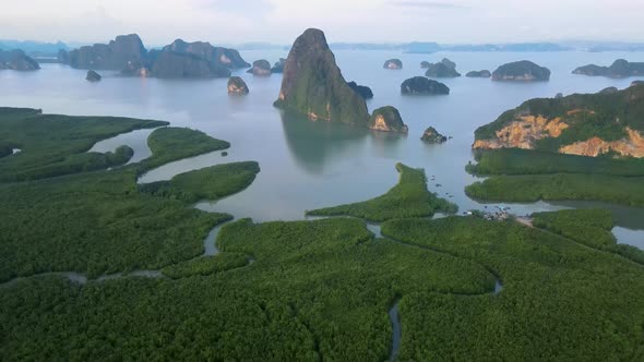 Limestone Rock Formation at Phang Nga Bay in Thailand Sametnangshe View Point Phangnga