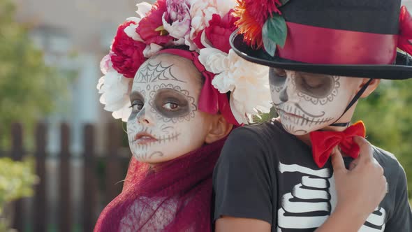 Portrait of Kids in Halloween Costumes