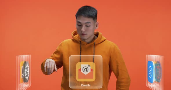 Teenager Swiping Through Icons