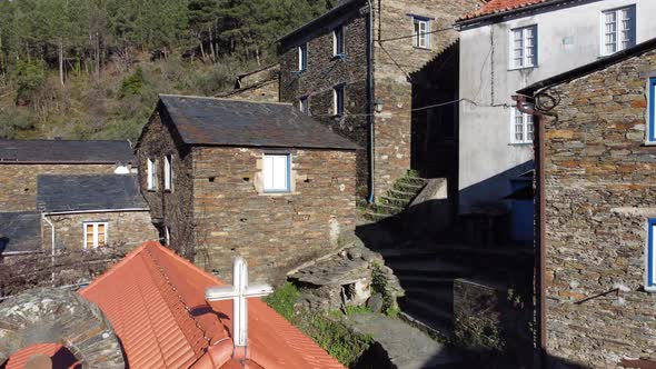 The beautiful village of Piódão in Portugal, with houses made of shale stone