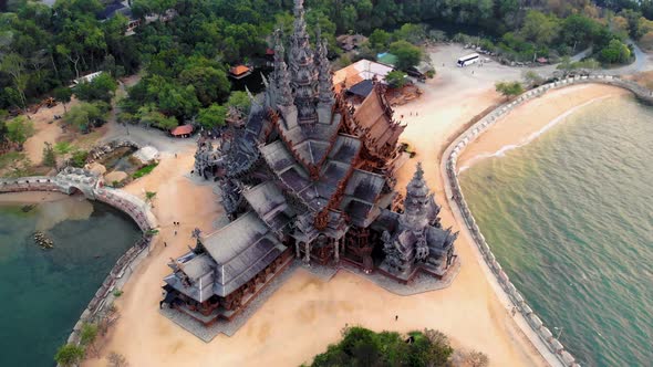 Sanctuary of Truth Temple Sunset in Pattaya Thailand  Teak Essence of Temple