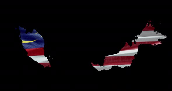 Malaysia national flag background with country shape outline. Alpha channel animation