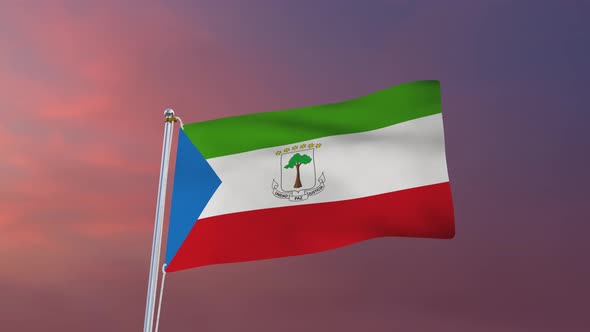 Flag Of Equatorial Guinea Waving 4k