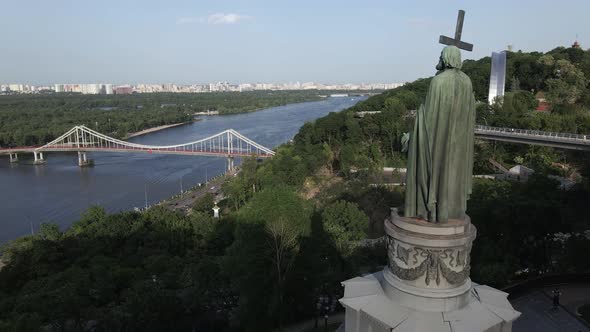 Kyiv, Ukraine: Monument To Volodymyr the Great. Aerial View