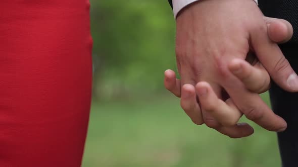 Couple Holding Hands. Intertwined Fingers Romantic Love Confidence and Reliability Concept.