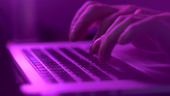 Close Up of Hands of Business Person or Gamer Working on Computer, Man Using Internet and Social