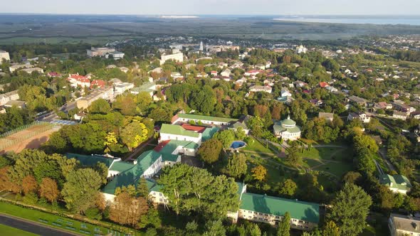 Aerial Shot The City Ostroh. Academy National University. Ukraine