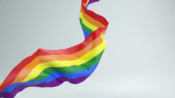 LGBT colored elegant cloth piece of blowing fabric wave textiles slow motion animation.