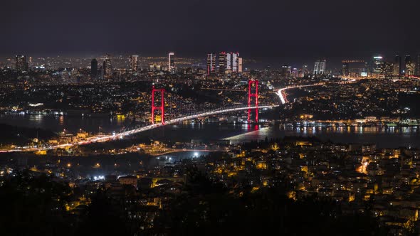 Istanbul Night Panoramic Time Lapse Video