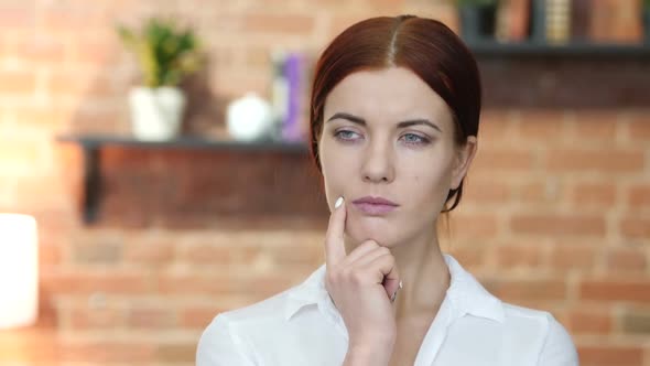 Thinking, Portrait of  Pensive Woman