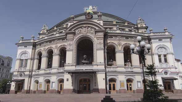 Kyiv. Ukraine: National Opera of Ukraine. Aerial View, Flat, Gray