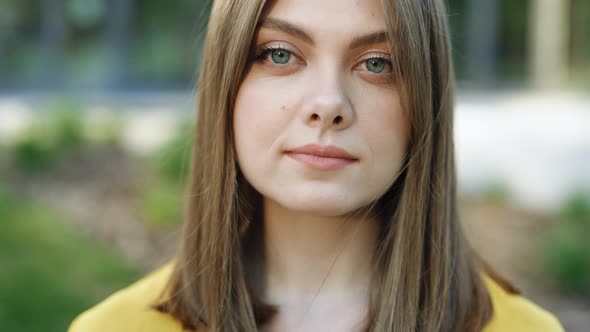 Portrait of Caucasian Multi-race Beautiful Businessperson Elegant Young Woman Looking Into Camera