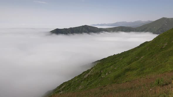 Sea of Clouds Movements in High Altitude Tundra Mountain Climate