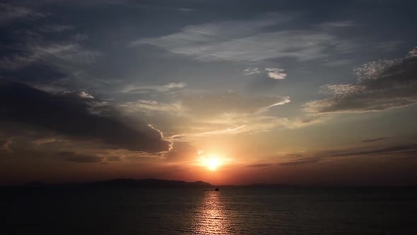 Softly Clouds  And Colorful Sky At Sunset