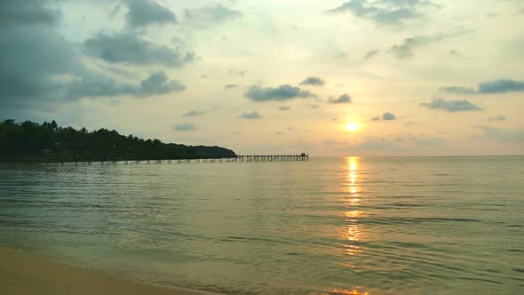 Beautiful sunset on the tropical beach and sea