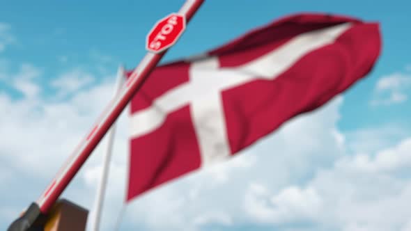 Closed Boom Gate on the Danish Flag Background alt