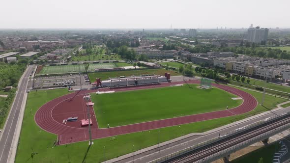 Drone footage of athletic track