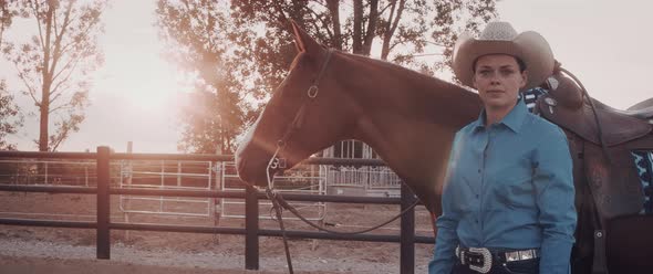 Cowgirl on a Horse Ranch