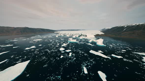 Big Glacier in Mountains in Alaska at Summer