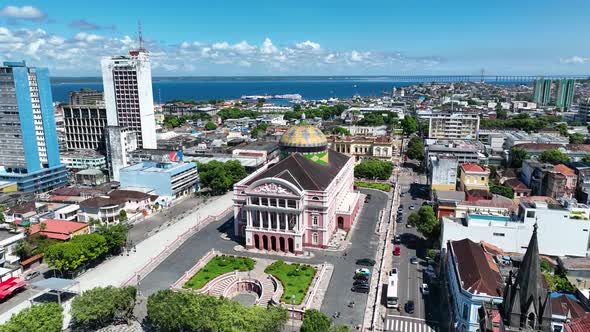 Amazonas Theater at Downtown Manaus Amazonas Brazil.