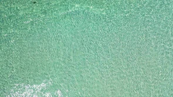 Aerial top view scenery of perfect sea view beach time by turquoise ocean with white sand background