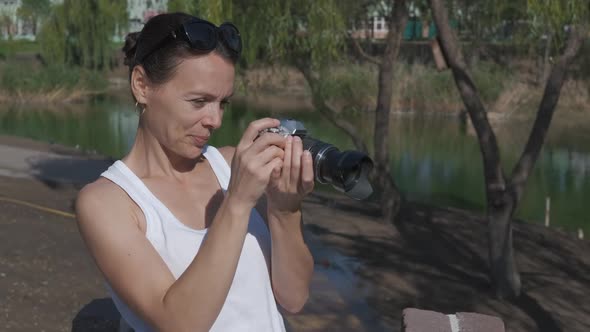 Photographer in the summer park.