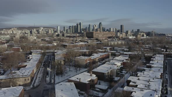 4K winter City Montreal Sunrise Drone Landscape sequence_003