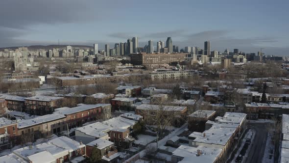 4K winter City Montreal Sunrise Drone Landscape sequence_004