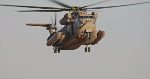 Large helicopter during a military rescue mission