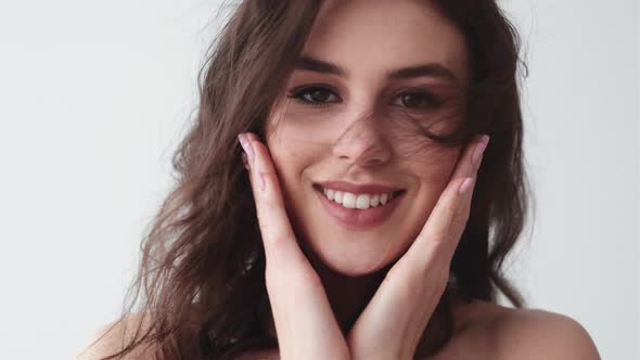 Beauty Care Facial Treatment Surprised Woman Face