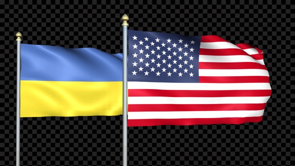 Ukraine And United States Two Countries Flags Waving