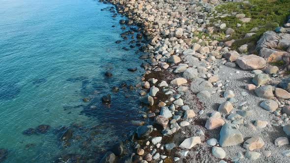 Aerial Drone Shot of A Rocky Ocean Coast Line