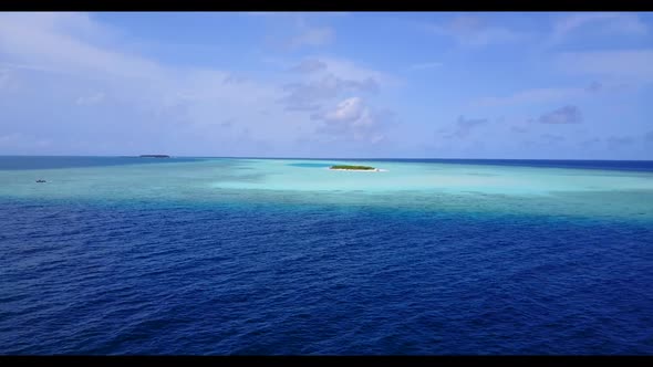 Aerial drone view sky of idyllic sea view beach lifestyle by blue ocean with white sand background o