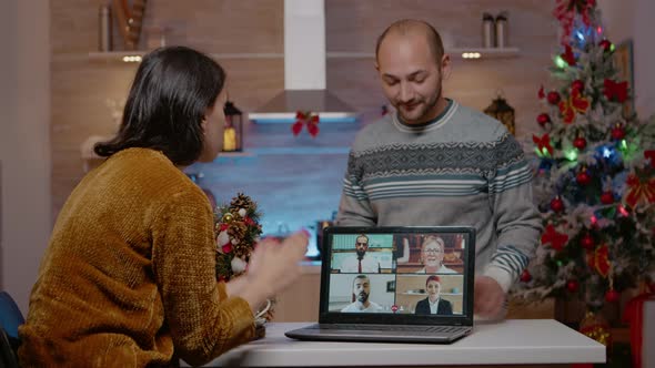 Frustrated Man Interrupting Business Video Call Meeting