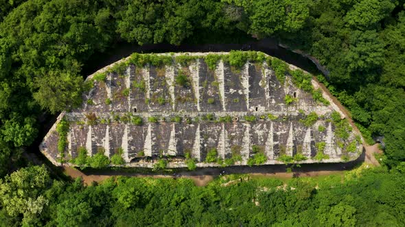 Aerial View Over Historical Ruined Castle and War Fort