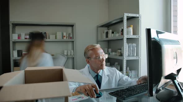 Timelapse Shot of Two Pharmacy Employees Preparing Order for Client