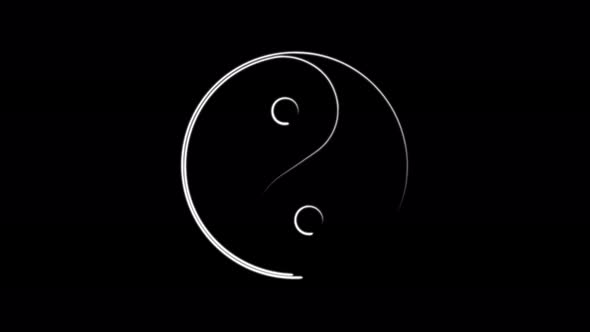 Glowing neon line Yin Yang symbol of harmony and balance icon isolated on black background.