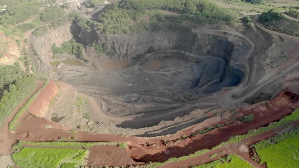 Aerial view of hole in stone miner