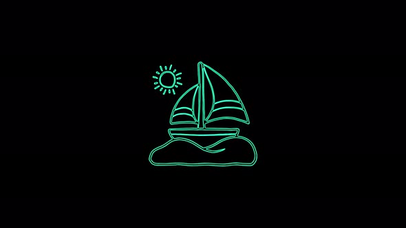 Yacht sailboat or sailing ship icon isolated on black background. Sailboat marine cruise travel.